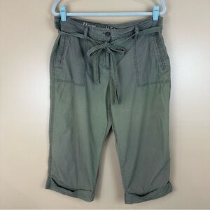 Loft Army Green Cropped Capri Pants with Tie Waist 14